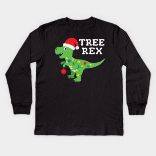 Cute Tree Rex Christmas T Rex Dinosaur Kids Long Sleeve T-Shirt